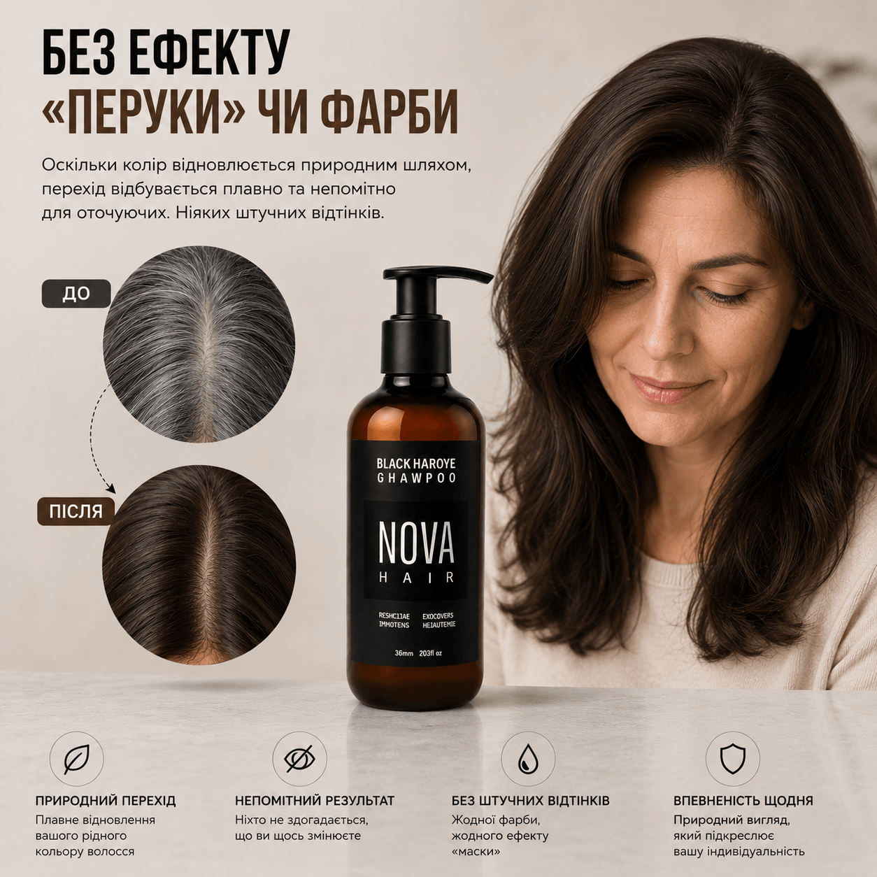 Без ефекту «перуки» чи фарби